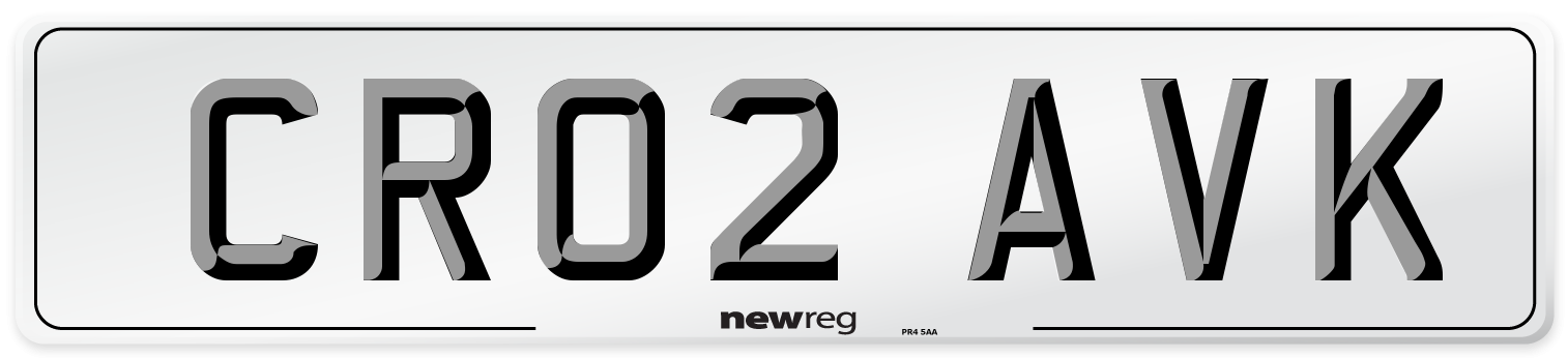 CR02 AVK Number Plate from New Reg